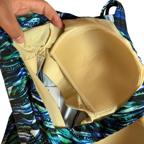 NWT Swimsuits For All Size 16 Tankini Top Shelf Bra Chlorine Resistant Print - Picture 5 of 11